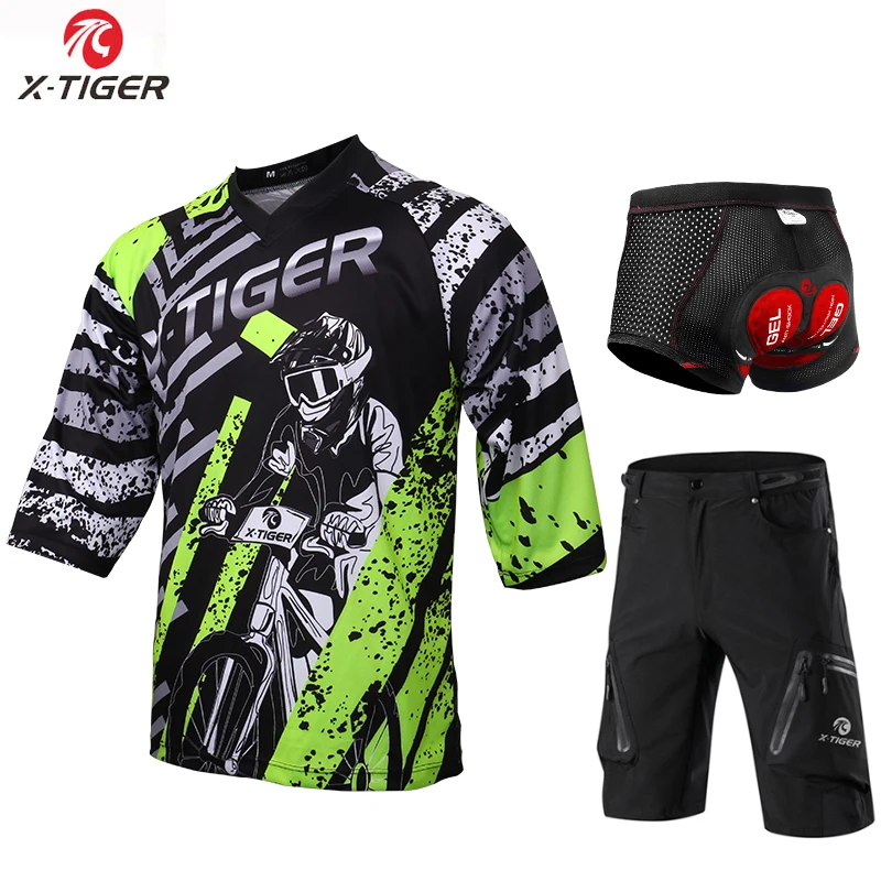 as picture X-Tiger, полиэстер, одежда для велоспорта, средний рукав, DH, рубашка, для спуска по гору, Джерси, дышащая, быстросохнущая, велосипедные майки, набор для велоспорта - Цвет: as picture