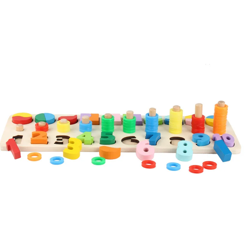 

Wooden Three-in-One with Numbers Shape Decomposition Numbers Board Children Early Education Building Blocks Matching Cognitive T