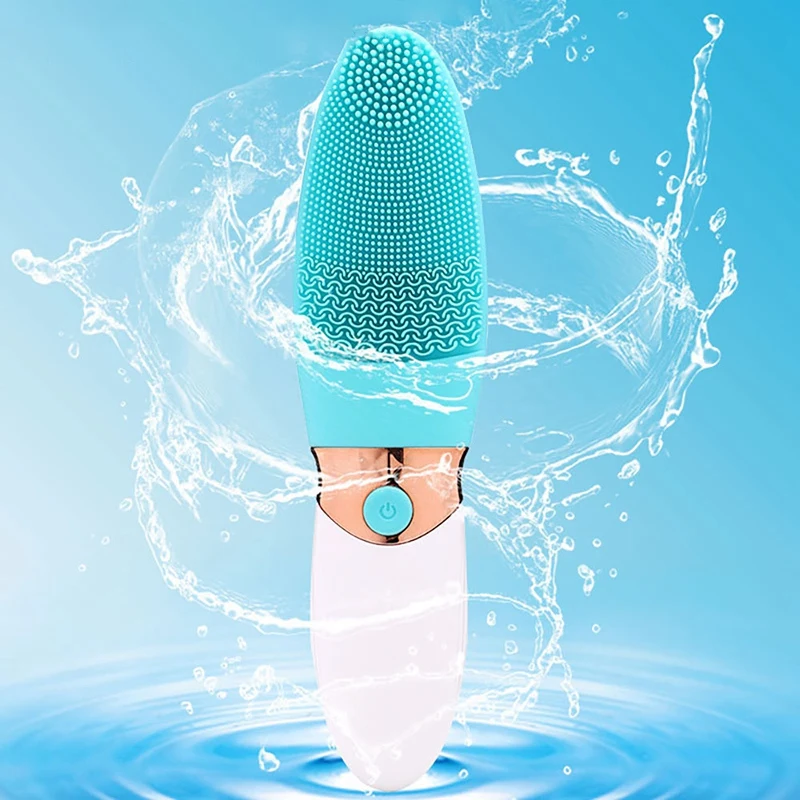 Electric Silicone Facial Cleansing Brush Face Pore Cleaner Ultrasonic Vibration Waterproof Face Washing Tool Face Scrubber