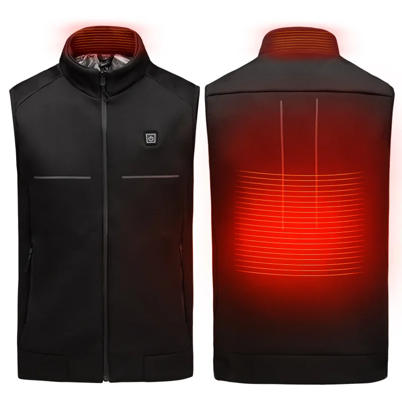 Outdoor Men Women USB Infrared Heating Vest Jacket Winter Flexible Electric Thermal Clothing Waistcoat Fishing Hiking Dropship - Цвет: Black Silver