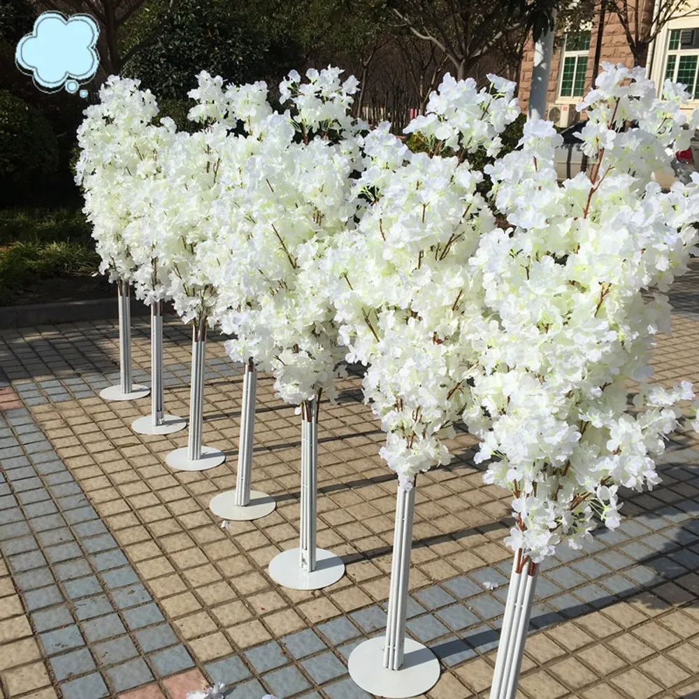 

150CM Tall Upscale Artificial Cherry Blossom Tree Runner Aisle Column Road Leads For Wedding T Station Centerpieces Supplies