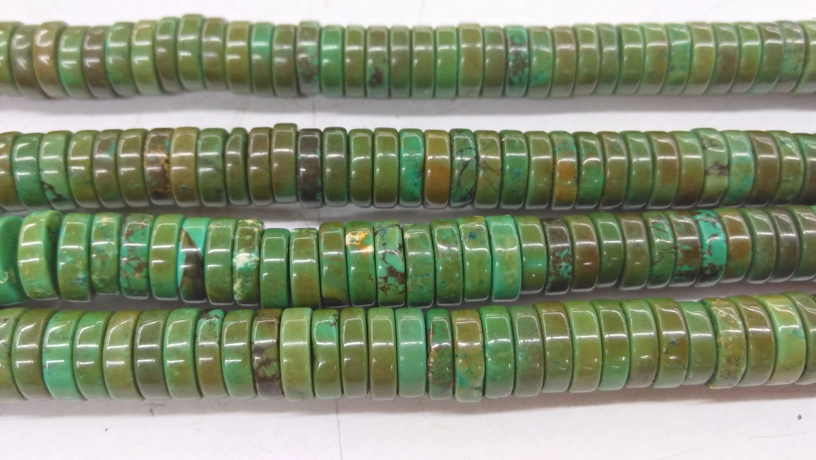 

Full strand 16" 100pcs Stabilized brass Turquoise Stone -Turquoise Earthy Heishi Wheel Rondelle Loose beads 6mm 10mm