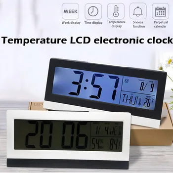 

New Desk LED Digital Alarm Clock Time Temperature Date Humidity Display Home Decor Backlight Clock Calendar Function