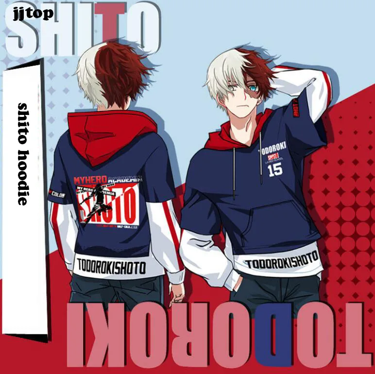 Толстовка с капюшоном в стиле аниме «My Hero Academy Boku no Hero Academy Todoroki Shoto», унисекс, толстовка с имитацией двух частей, пуловер, пальто