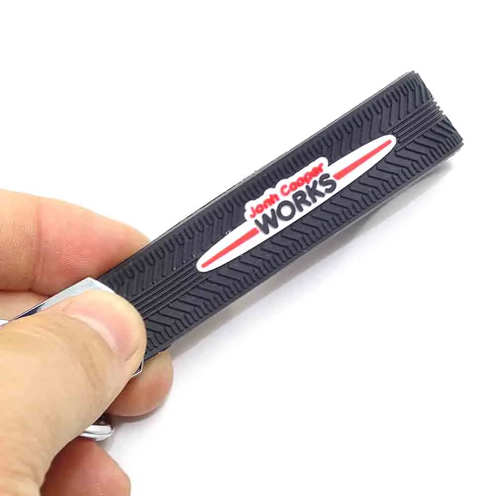 Metal and Rubber car key chain ring remote key holder for Mini John Cooper Works R55 R56 R57 R58 R59 R60 R61 F55 F56 Car-Styling