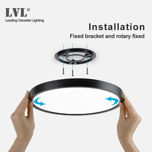 LED 천장 라이트 블랙 쉘 12W 18W 24W 32W 4000K 현대 표면 천장 램프, 부엌 침실 욕실 램프 2