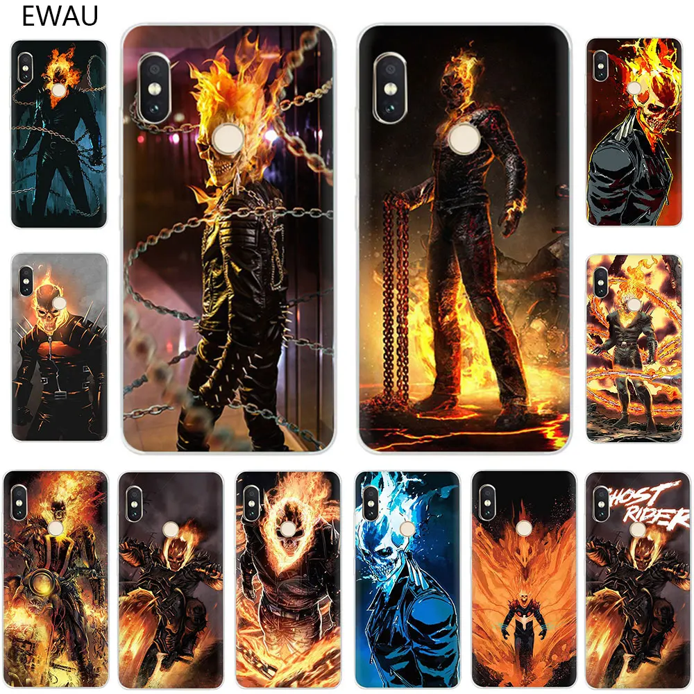 Жесткий чехол для телефона EWAU Ghost Rider Xiaomi Mi Note F1 5S 6 8 9 10 SE A1 A2 A3 Lite 9T CC9e Pro | Мобильные
