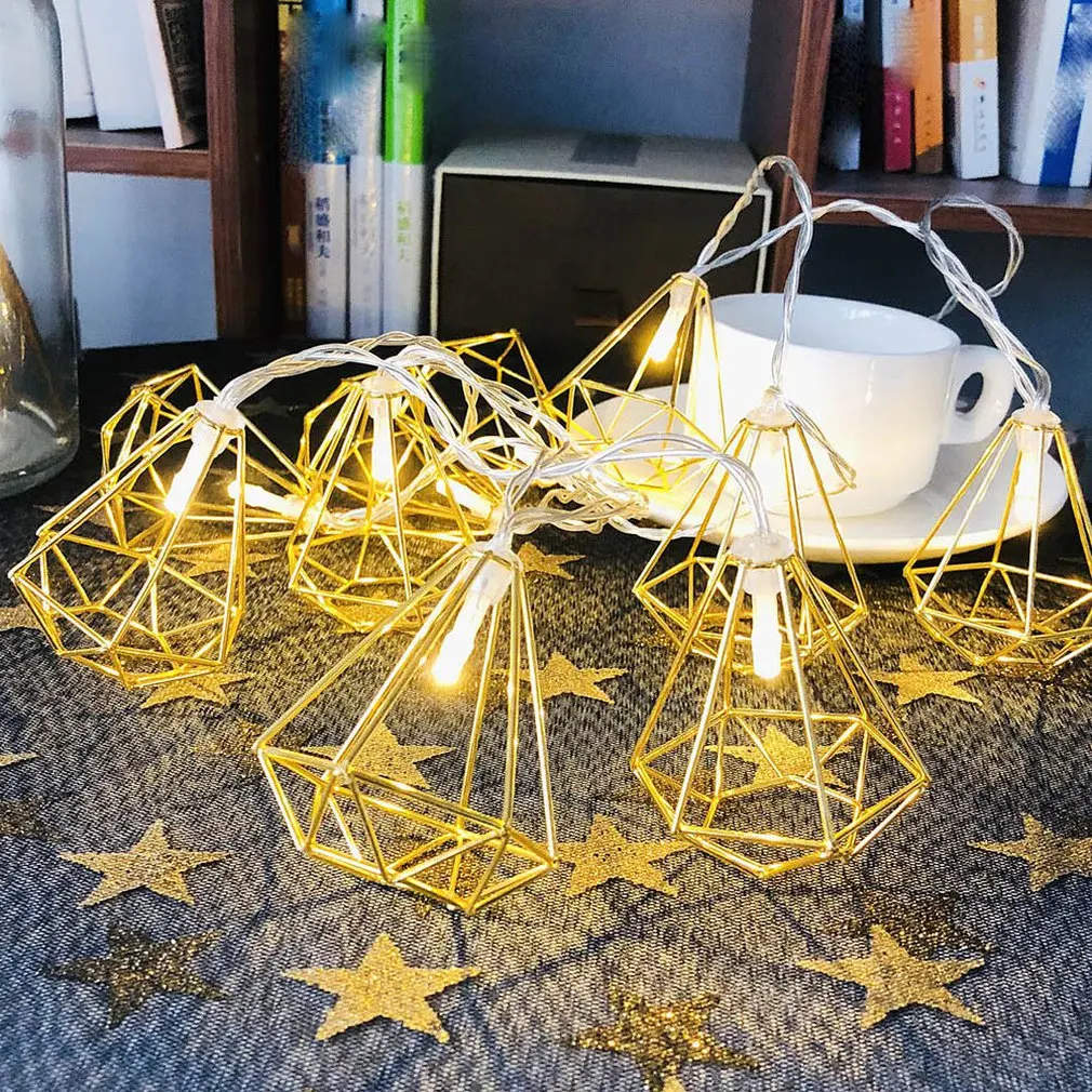 10Led кованого железа металла простой промышленный ветер многоугольник украшения медной проволоки светодиодный светильник геометрический шестиугольник