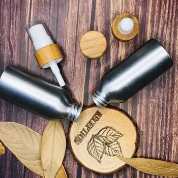

30ml-500ml Aluminum bottle, 24/410 cosmetics hand bamboo lotion pump top , shampoo lotion pump wooden caps