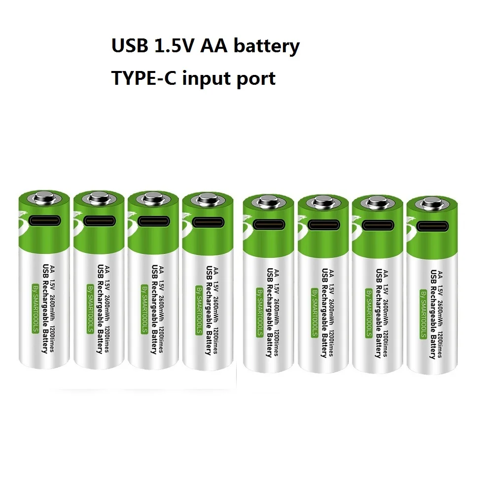 

8PCS 1.5V AA Rechargeable Battery 2600mwh USB Rechargeable Lithium Polymer Battery Quick Charging by Micro USB Cable