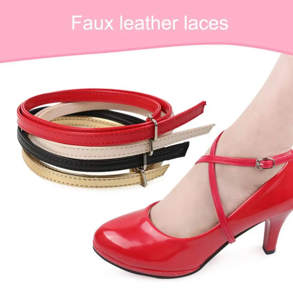 1 Pair 60cm Shoe Straps Lady Detachable Non-Slip Faux Leather Shoelace Shoes Strap Replacement for High Heels shoe straps