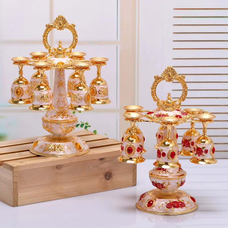 ยุโรปสไตล์รัสเซียในครัวเรือน Wine Rack ไวน์ Rack แขวน Upside Down โรงแรมห้องนั่งเล่น Retro ชุดตกแต่ง|แก้วอื่นๆ| - AliExpress