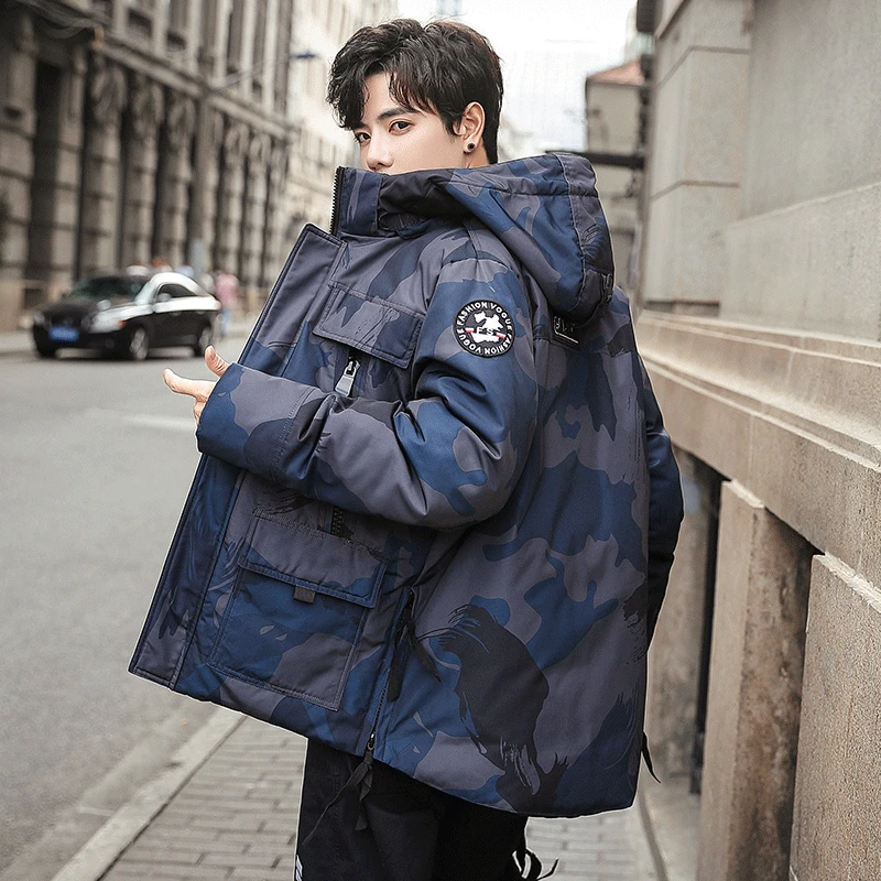 

Luxury Down Jacket Men Brand White Duck Down Streetwear Camouflage Solid Winter Coats Warm Jackets For Men 4XL