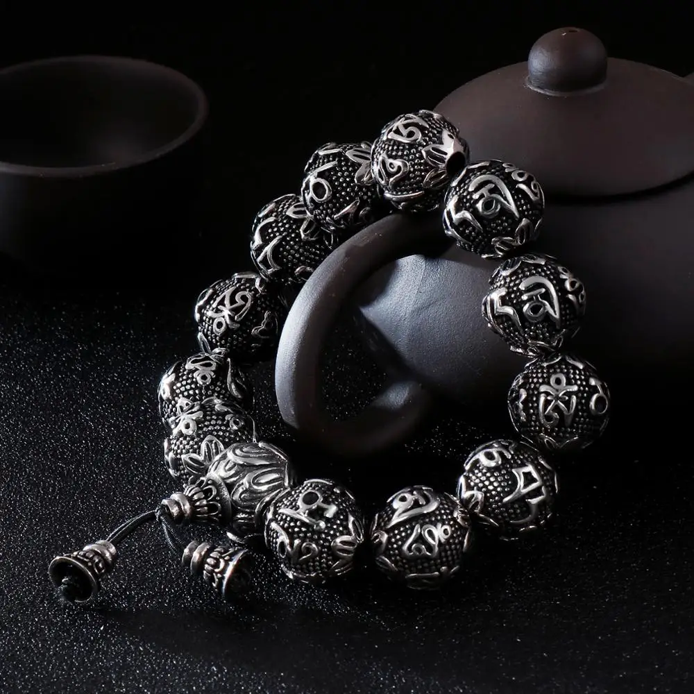 Fongten ретро мужские браслеты из бисера нержавеющая сталь черная подвеска на счастье дружба мужские браслеты аксессуары ювелирные изделия