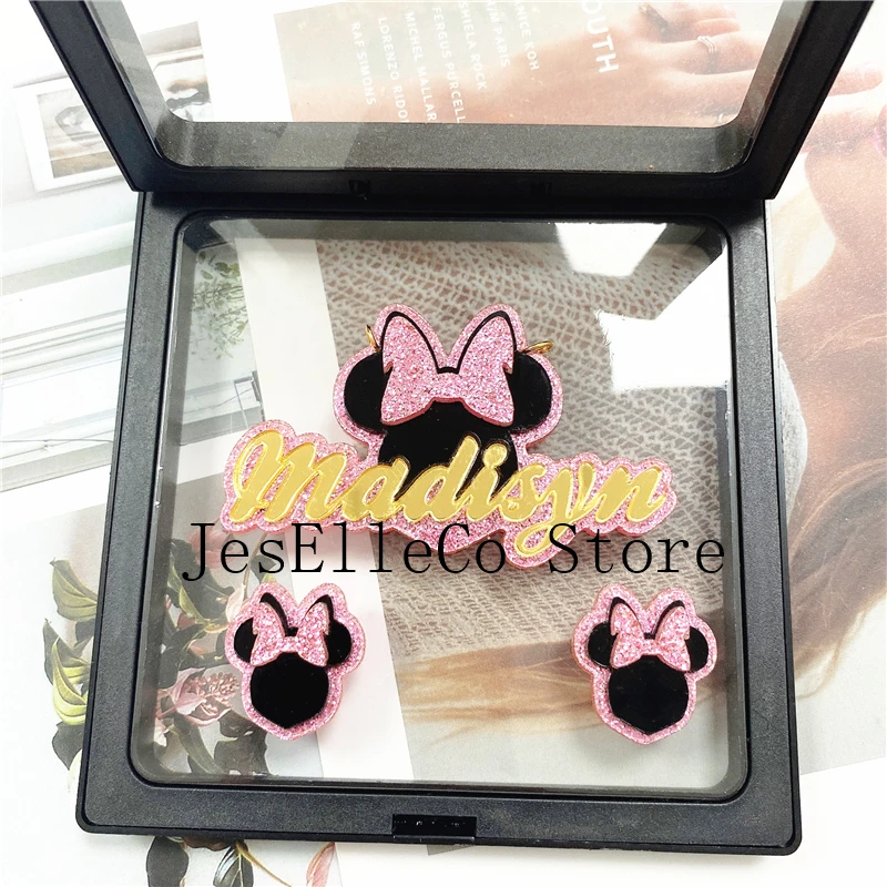 Fashion Simple Personality Acrylic Cartoons Custom Name Earrings And Cartoons Custom Name Necklace For Christmas Gift