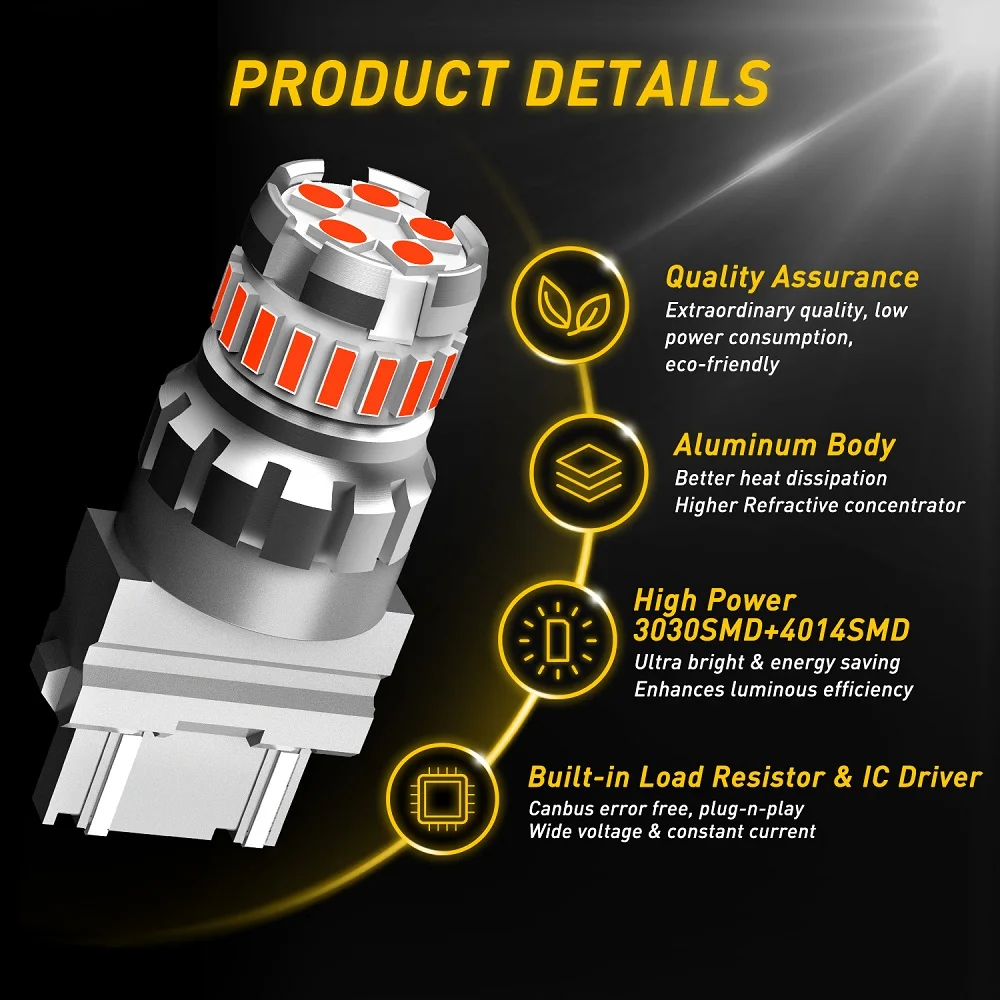 AUXITO 2PCS 3157 T25 P27W 7W LED  1157 BAY15D P21W 5W ڵ 극ũ    ؼ LED   1200LM 6500K 12V 