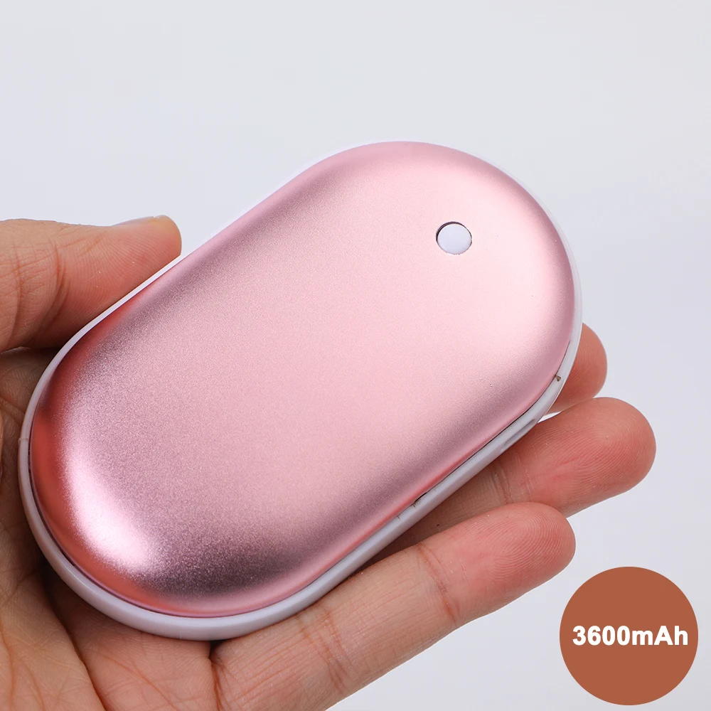 Портативный 5200 мАч USB Перезаряжаемый 2 в 1 электрический грелка для рук карманный внешний аккумулятор длительный срок службы зимний Быстрый двусторонний нагрев - Цвет: Rose Gold 3600mAh