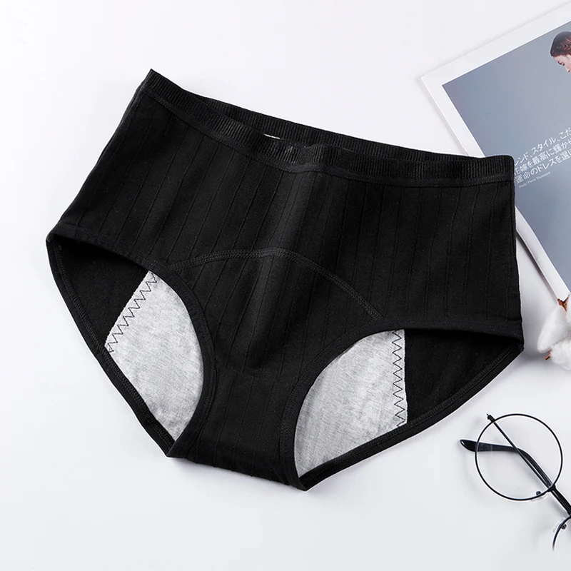 high waisted thong underwear New Women's Leak-Proof Menstrual Period Underwear Mid-Waist Ribbed Cotton Female Panties Wide Elastic Belt Plus Size Briefs 3pcs high waisted seamless underwear