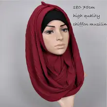 Froissé Hijab robe Turban casquette produits musulmans en mousseline de soie Marokkaanse Jurken Khimar solide Djellaba écharpe femme mode foulards casquette(China)