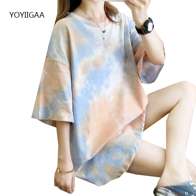 

Tie-dye Summer Women T Shirt Printed Short Sleeve Femme T-shirt O-Neck Oversize Ladies Girls Tshirts Casual Tee Tops Streetwear