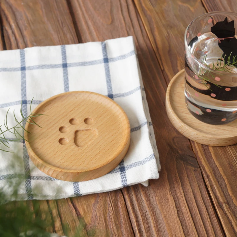 

Simple Cat Paw Coaster Pad Coffee Cup Mat Tea Pad Dining Soft Wooden Placemats Decoration JJJCD135