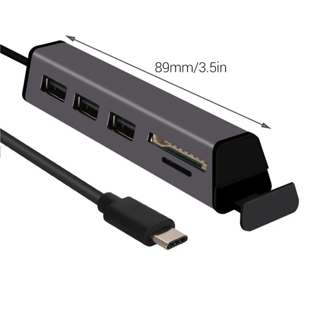 Тип C концентратор Алюминиевый мульти-в-одном считыватель карт концентратор с подставкой для мобильного телефона