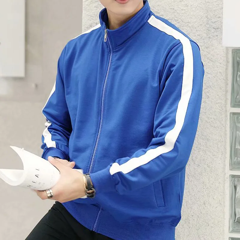 Толстовка в полоску с воротником стойкой и длинным рукавом для мужчин