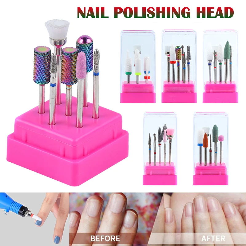 

Hot 7 Pieces Professional Practical Nail Drill Ceramics Tungsten Steel Alloy Bits Nail Grinding Head @ME88
