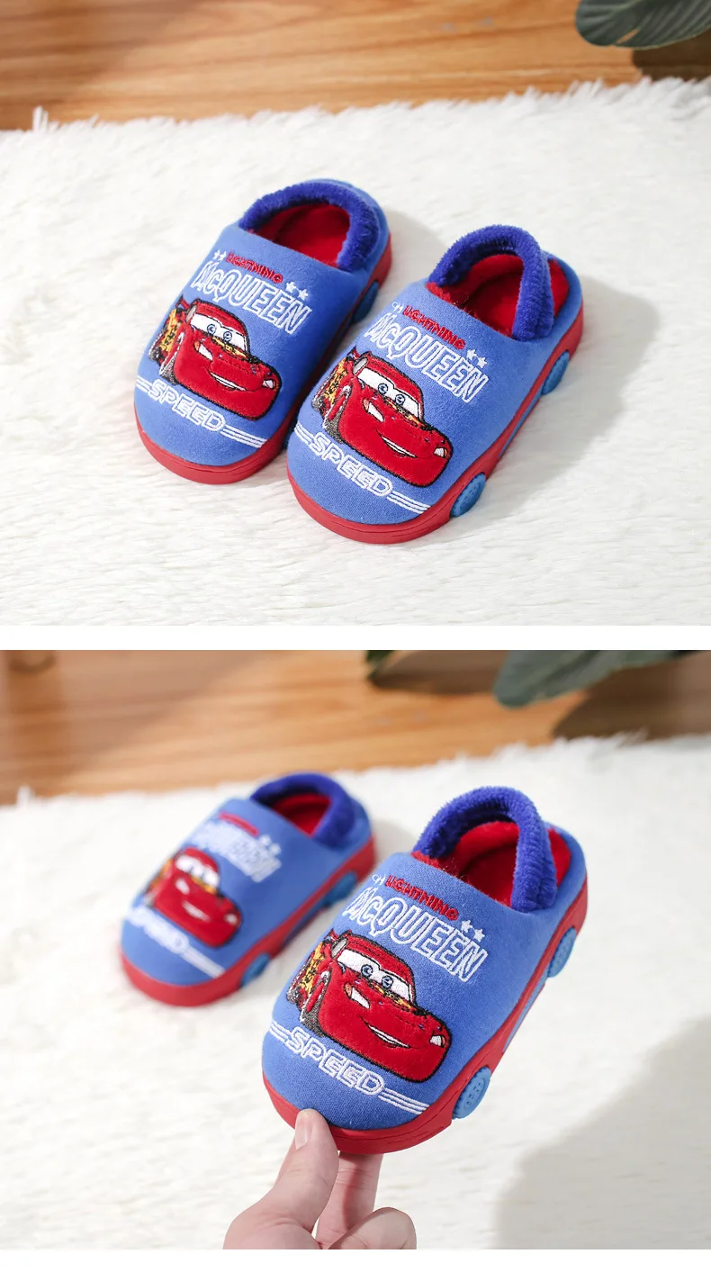 Disney/Детские хлопковые тапочки; Новинка года; зимняя теплая хлопковая обувь для мальчиков; детская мультяшная машина