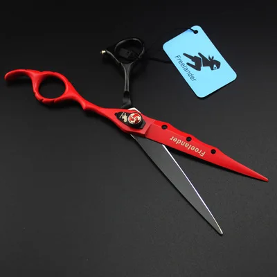 Red Straight 7 inchs freelander черные и красные подходящие ножницы и тонкие ножницы для домашних животных - Цвет: Red Straight