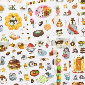 

6 Sheets Lovely Penguin & Dessert Golden Stamping Paper Diary Stickers Phone Decor