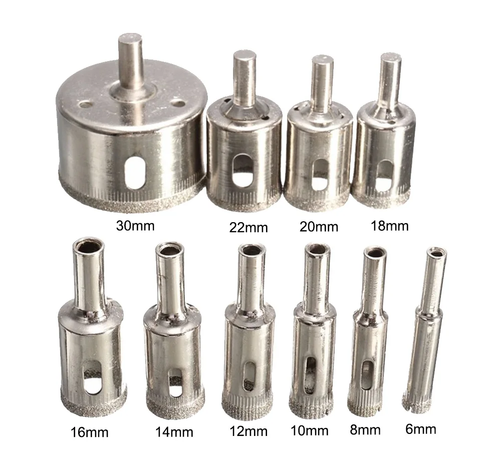 10pcs Diamond Glass Drill Bit Core Set 