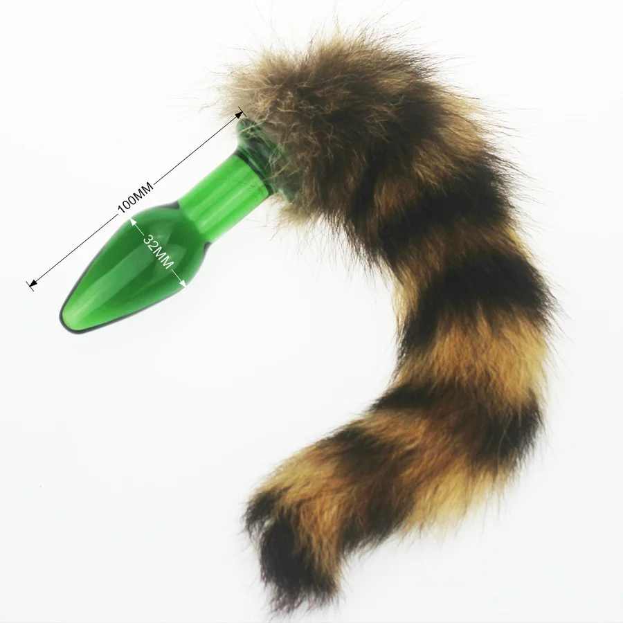h00uMGlass Butt Plug with Faux Fur Tail (19)