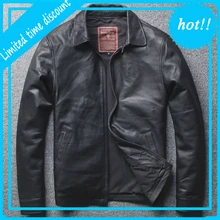 Мужская кожаная куртка из овчины, дизайнерская винтажная куртка-бомбер из натуральной кожи, большой размер, черная куртка на молнии в стиле сафари