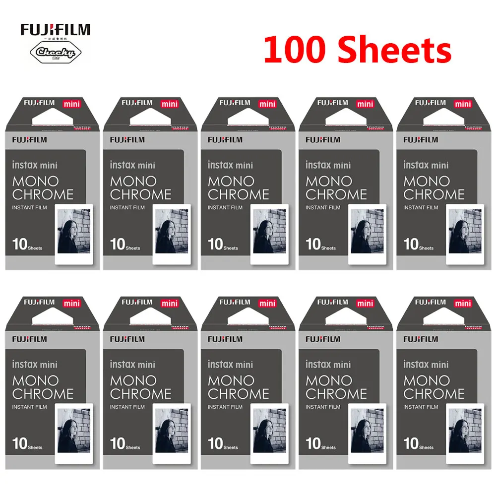 Монохромная пленка Fujifilm Instax Mini 11 9 10 100 листов фотобумага для мгновенной печати 7 8