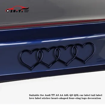

Love Heart Logo Car Styling Decal Rear Trunk Badge Emblem Sticker Replacement For Audi Car Tail Label Personalized Decoration
