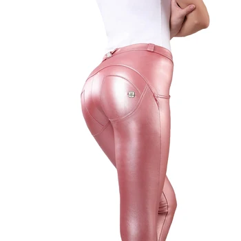 

Melody pink leather pants non-animal Four ways stretchable Women pants skinny full length warm winter leather fairly