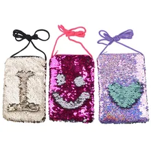 Модная сумка для мобильного телефона с блестками, Женская тканевая сумка для мобильного телефона, спортивная сумка на руку, вертикальная Сумочка для монет, Детская сумочка для девочек