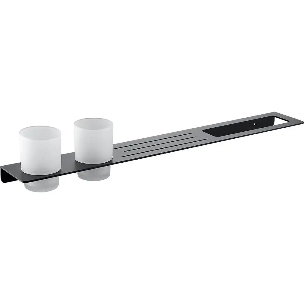 Wholesale Bathroom Hardware Set Robe Hook Towel Rail Rack Bar Shelf Paper Holder Toothbrush Holder Bathroom Accessories,Black - Цвет: 7 pcs Set B