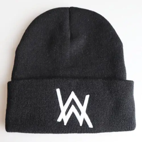 Черный Alan Walker, зимние шапки для женщин, вязаные шапочки, черные мужские лыжные шапки, унисекс, в стиле хип-хоп, повседневные уличные зимние шапочки, Красная шапка - Цвет: Черный