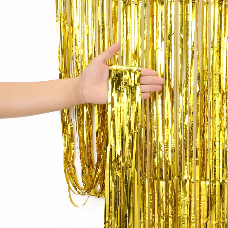Metallic Foil Fringe Photo Backdrop Tinsel Door Curtains for Wedding Birthday Baby Shower Christmas New Year Party Decorations birthday party supplies birthday background supplies birthday backdrop decoration photography backdrops