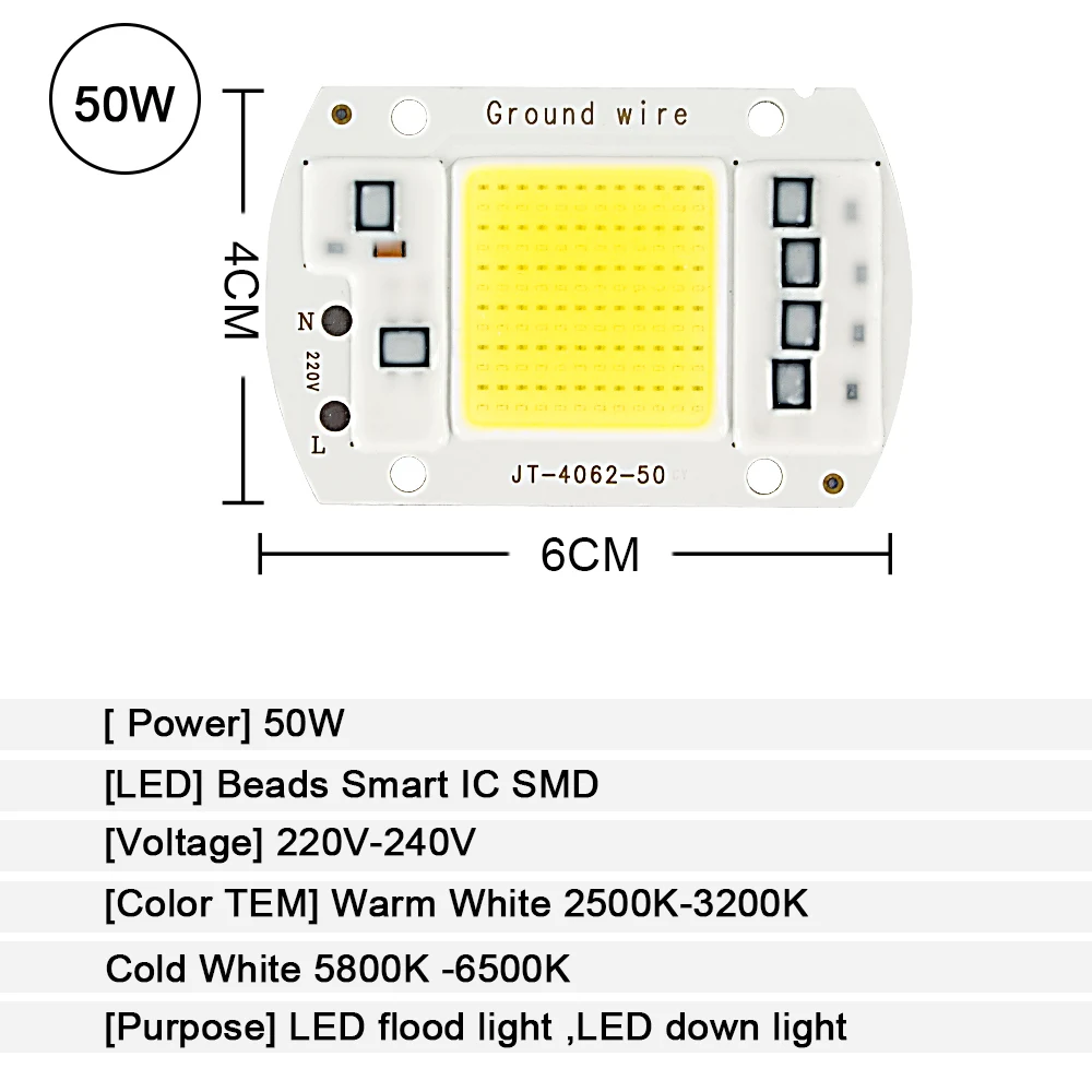 Светодиодный чип COB, 15 Вт, 20 Вт, 30 Вт, 50 Вт, 100 Вт, 220 В, Smart IC, не нужен драйвер, светодиодный светильник, лампа для наводнения, точечный светильник, Diy, светильник, ing