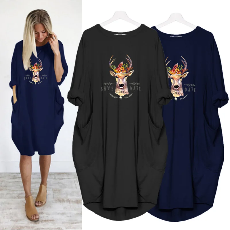 

Kawaii Pijamas Mujer Deer Cartoon Long Sleeve o Neck Vintage Harajuku Sexy Nightwear Vestidos Autumn Women Tops Clothing