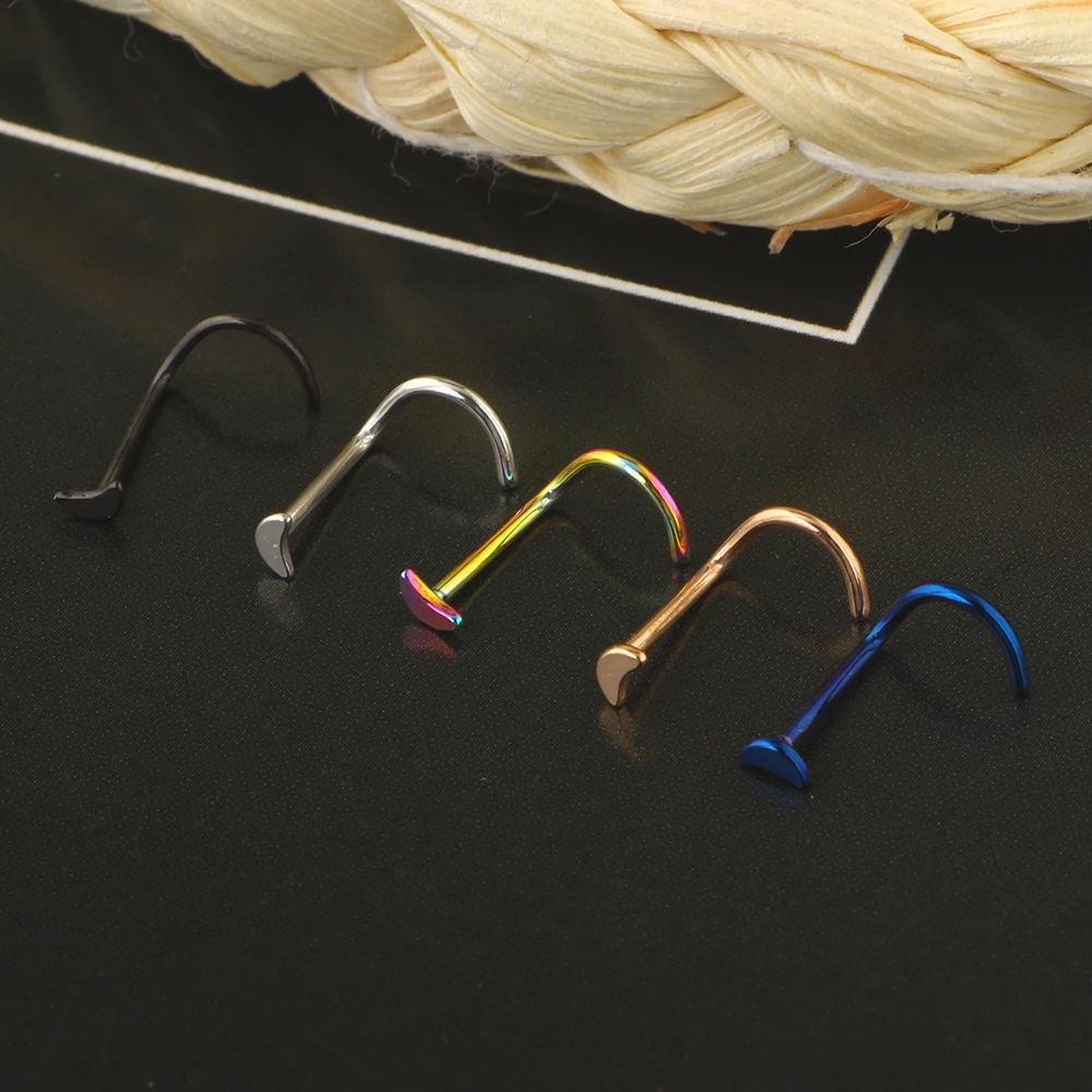 100/500 PCS 20G Moon Nose Rings for Women Nose Piercings Jewelry Nose Rings Hoops Nose Studs Screw Stainless Steel for Women Men