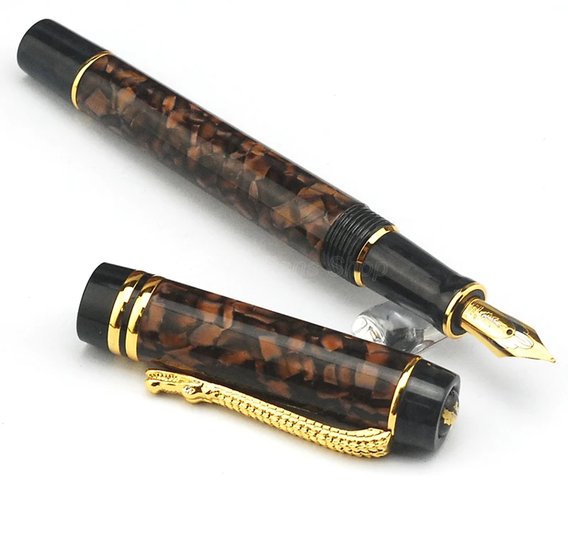 Clipe para Escritório Crocodilo Celulóide Caneta Fonte Café Médio Nib 0.7mm Escrita Tinta & Escola Casa Cor 5 Crocodilo celulóide caneta fonte cor café médio
