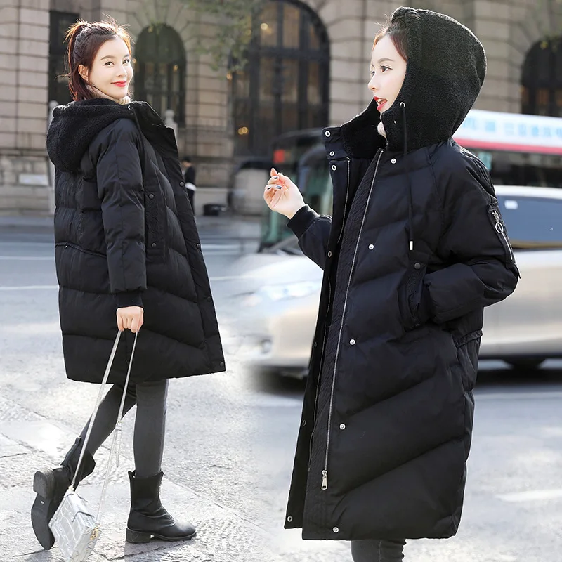 

Down Jacket Cotton-padded Clothes Women's Mid-length 2019 Winter New Style Korean-style Fashion Embroidered I down Coat Thick Co