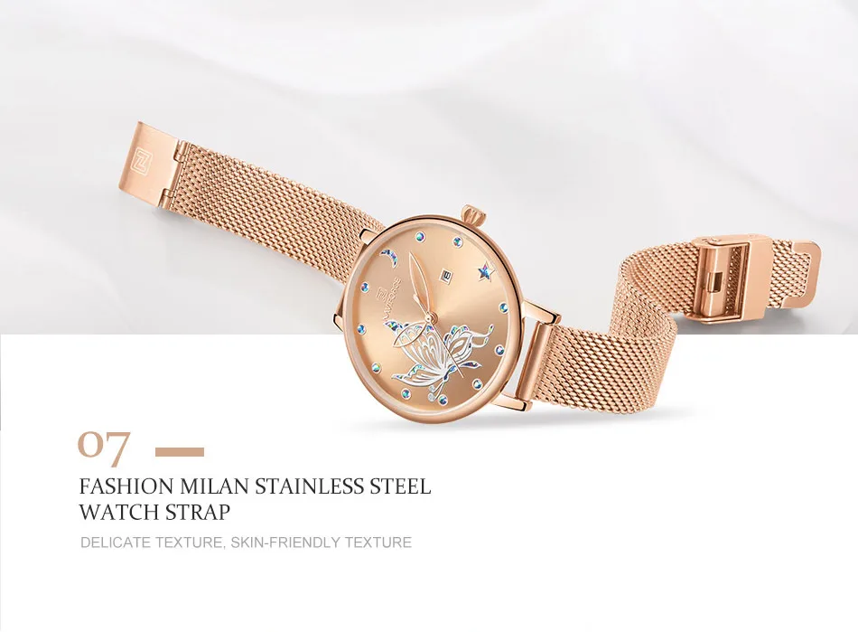 NAVIFORCE Top Brand Luxury Women Fashion Quartz Watch Ladies Business Watches Milan Steel strap Waterproof Clock Wristwatch