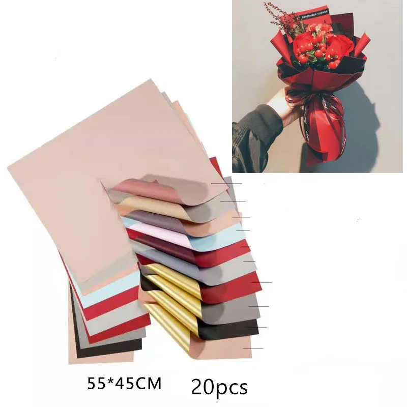 

20pcs Mini Size Flower Wrapping Papers Waterproof Double Color Craft Papers Christmas Gift Packing Paper