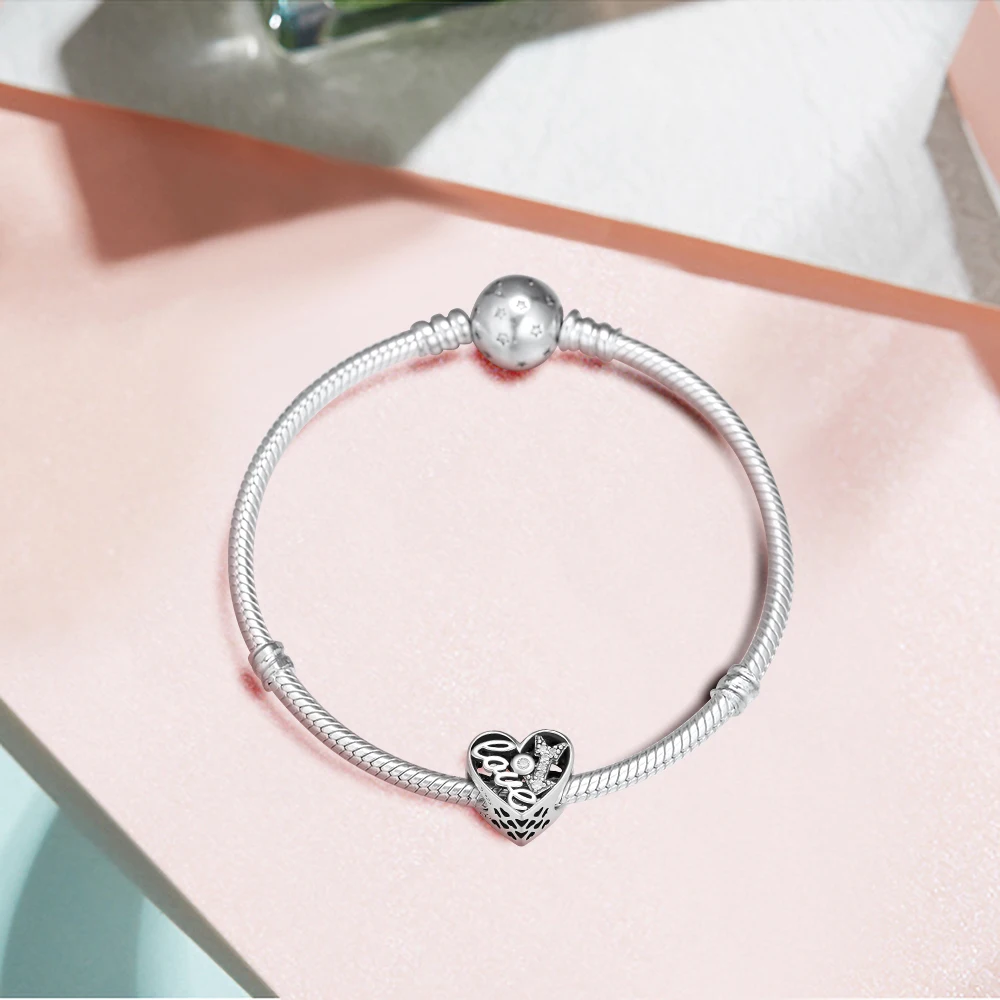 DIY Подходит для Pandora шармы браслеты Любовь чувства в моем сердце бусины 100% 925 пробы