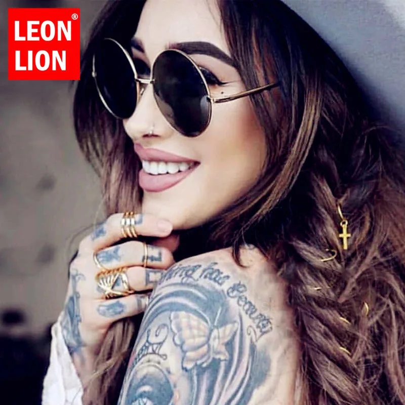 LeonLion Oversized Luxury Sunglasses Women Polarized Round Glasses For Women/Men Retro Eyewear Women Mirror Gafas De Sol Hombre